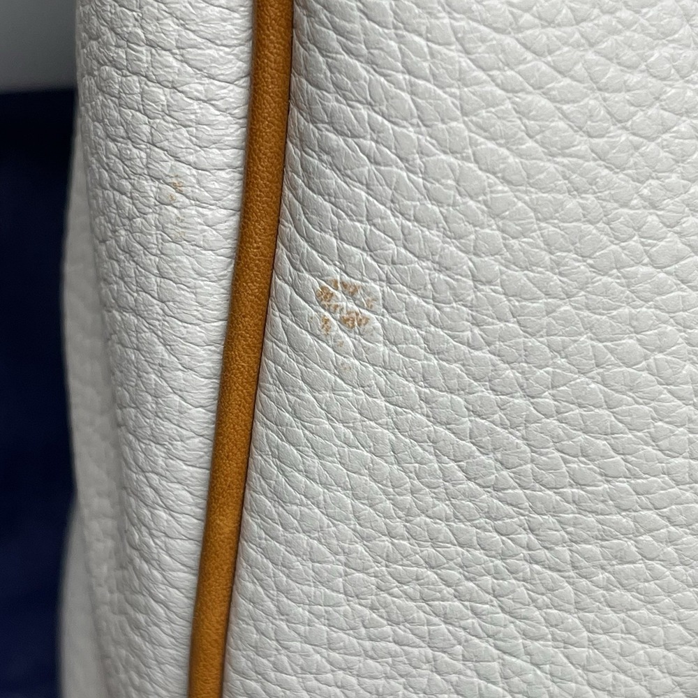 Dooney & Bourke Flap Tab Satchel Pebbled Leather Crossbody Off White & Natural - Picture 16 of 16